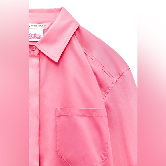 ZARA Barbie The Movie Warner Bros. Shirt Jumpsuit PINK SIZE M BRAND NEW W LABELS - Picture 4 of 5